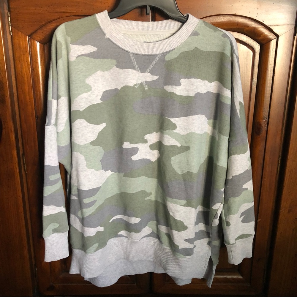 Aerie Oversized Desert Sweatshirt Camo Green